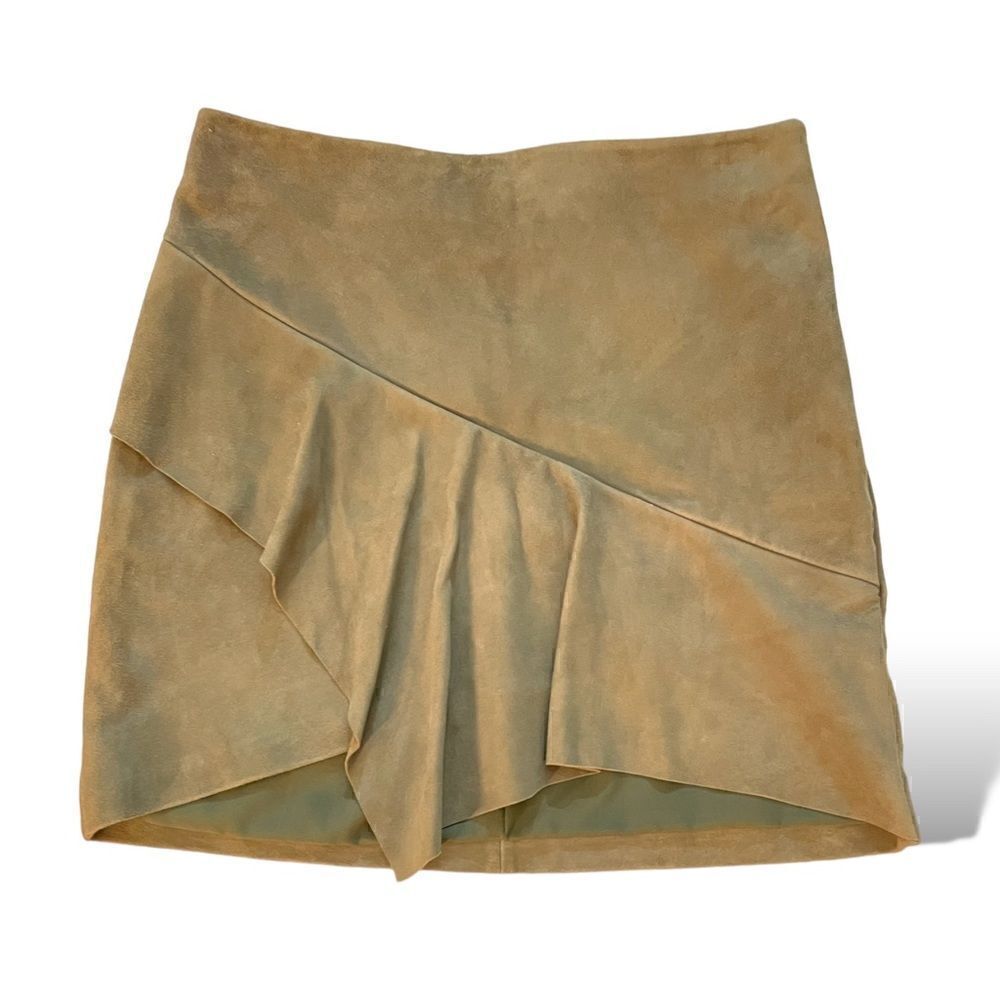 BA&SH Goat Leather Olive Green Mini Skirt |Size: S|